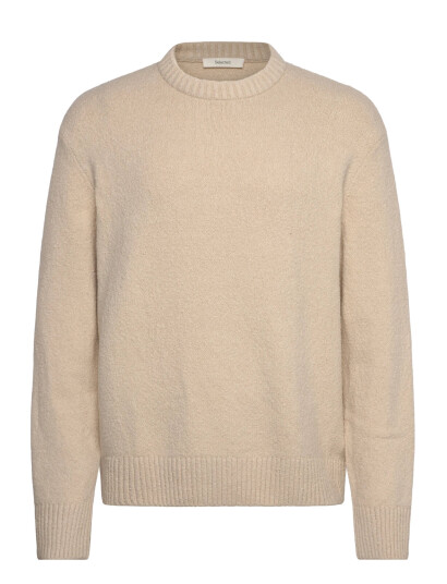 Selected Slhalex Ls Knit Relaxed Crew Neck Noos - Beige - M Selected Slhalex Ls Knit Relaxed Crew Neck Noos - Beige - M