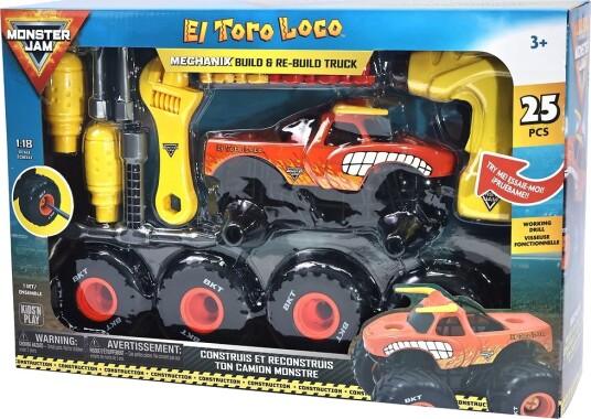Monster Jam Lekebil Mechanix Build & Rebuild 25 Deler El Toro Loco