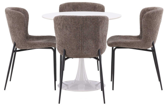 Venture Design Hamden & Modesto spisegruppe Beige/svart 4 stoler & bord 80 cm