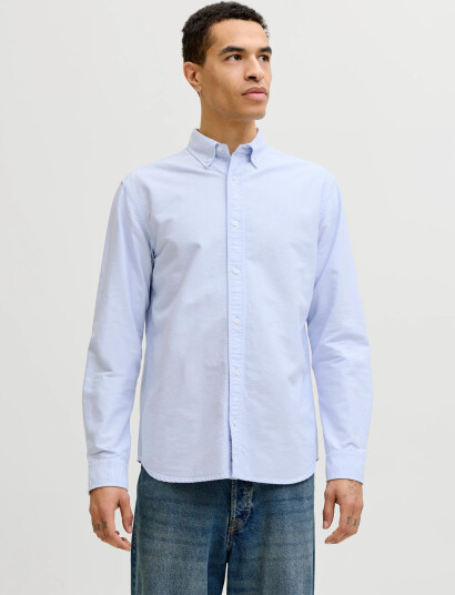 Jack & Jones Jjeharvey Oxford L/S Shirt Noos   Blue   M