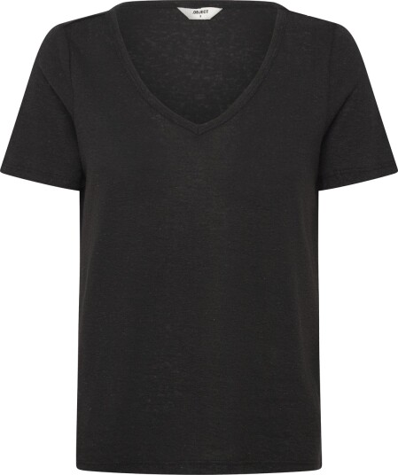 Object Objthea S/S Re V Neck Top Noos   Black   M