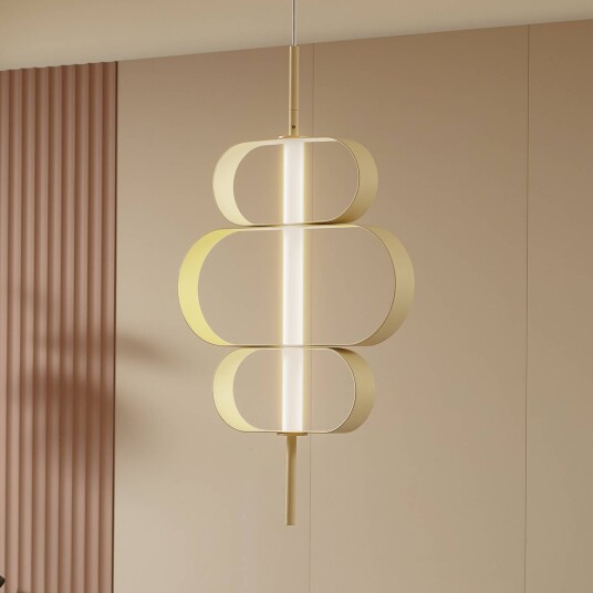 Lucande LED-pendel Audrina beige metall dimbar