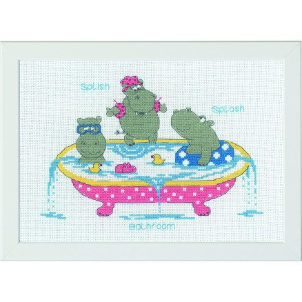 Permin Broderisett Flodhest i basseng 29x20cm