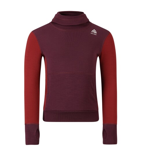Aclima WarmWool Hood Sweater Barn Fig Red Dahlia 110