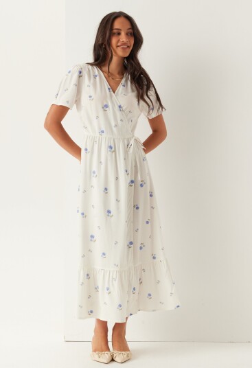 Bubbleroom Flounce Viscose Wrap Dress