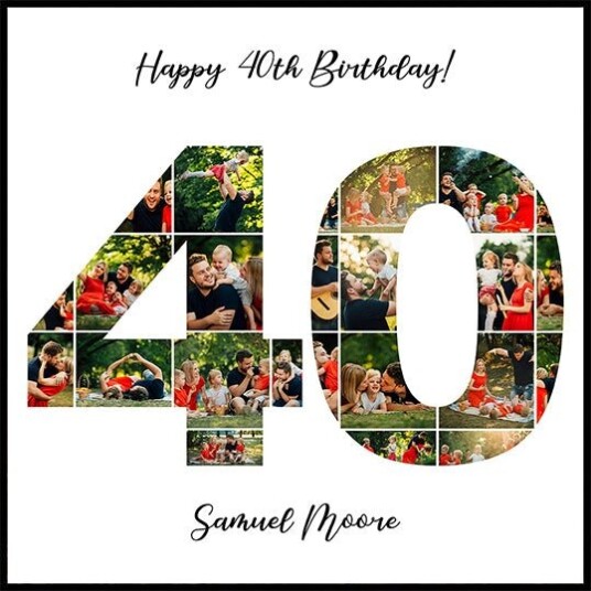 40th Birthday Photo Collage Personal Plakat Plakat / 100x100cm