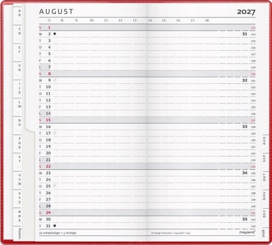 Mayland Index Planner mnedskalender rd vinyl 2027
