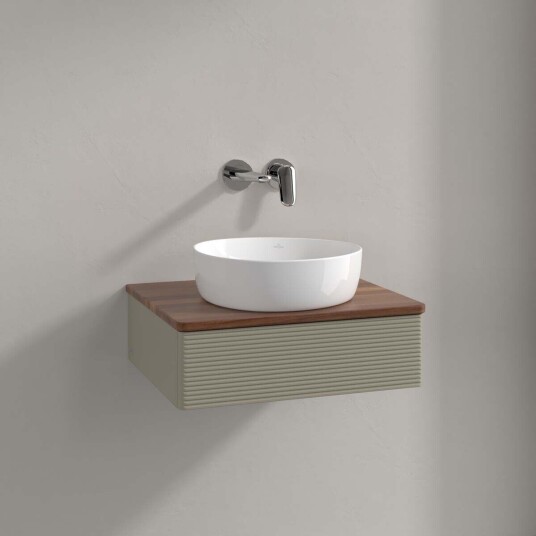 Villeroy & Boch  Antao Servantskap med 1 skuff 60x50x19 cm m/lys Steingrå/Valnøtt