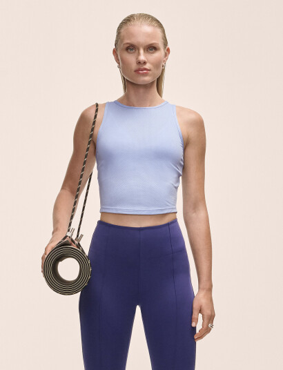 Casall Laser Mesh Crop Top   Blue   XS