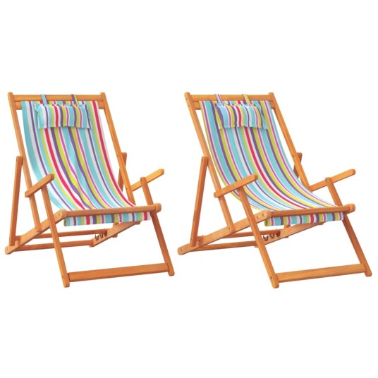 Sammenleggbare strandstoler 2 stk flerfarget stoff 3214483 Sammenleggbare strandstoler 2 stk flerfarget stoff 3214483