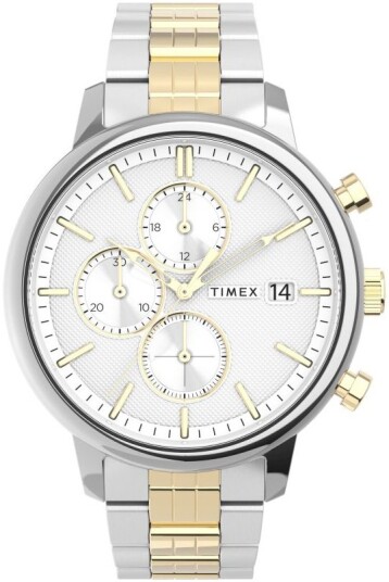 Timex Herreklokke TW2V01800 Chicago Hvit/Gulltonet stål Ø45 mm