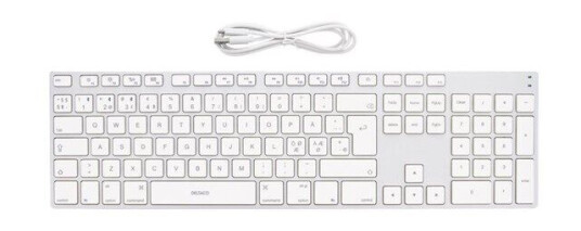 Deltaco TB-402 Fullsize Trådløs Bluetooth Tastatur Sølv - Nordisk Layout