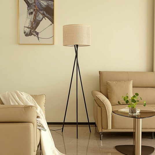 Lindby Soula gulvlampe stoff Ø 40 cm