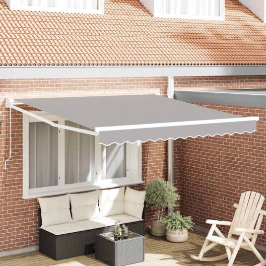 Manuell Uttrekkbar Markise Lysegrå 300x250 cm  Markiseerstatningsstoff for 3x2.5 m Ramme Lysegrå