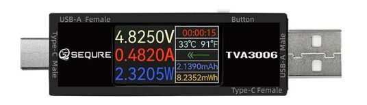 Sequre TVA3006 Volt-Antmeter USB Type_C