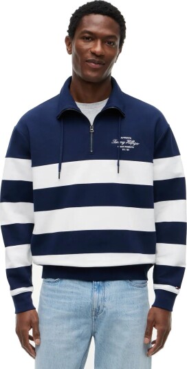 Tommy Hilfiger Nautical Block Stripe 1/4 Zip Navy XL Tommy Hilfiger Nautical Block Stripe 1/4 Zip Navy XL