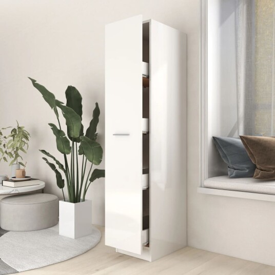 vidaXL Apotekskap høyglans hvit 30x42,5x150 cm sponplater