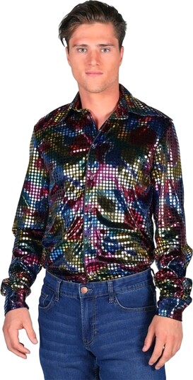 Thetru B.v. Disco Skjorte Herre Svart Fargeskimrende XX-Large 3509-0100-0XXL