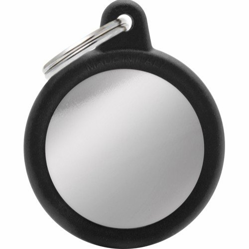 Myfamily Hushtag Sirkel Id Tag-Aluminium Med Plast Kant Sølv