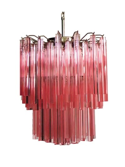 Murano lysekrone - 107 prismer - Rosa Krom patinert