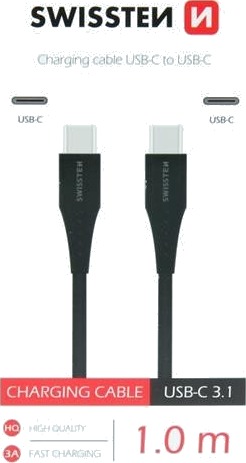 Swissten 1 m USB-C ladekabel - Svart Swissten 1 m USB-C ladekabel - Svart