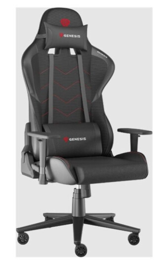 Genesis Nitro 550 G2 - Spillestol - Ergonomisk - Liggestol - Armlener - T-Formet - Tipping - Stoff Økolær - Svart