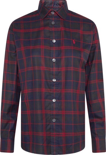 Polo Ralph Lauren Relaxed Fit Plaid Cotton Twill Shirt 2073 ROYAL RED MU S