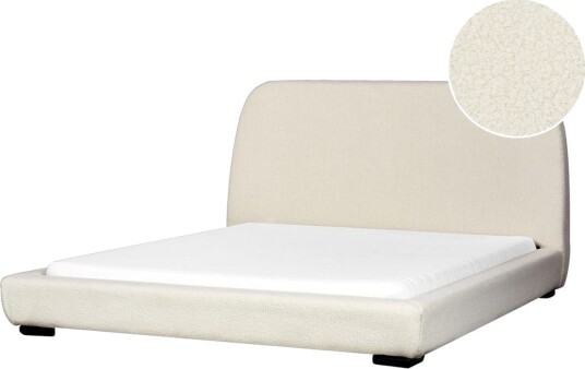 Dubbelsäng Beliani Roisel med lamellram 160x200, Bouclé Beige 160x200 VALUE_MISSING_4 -