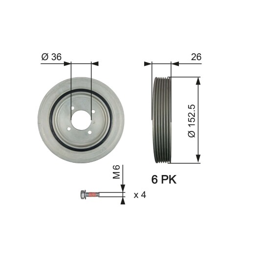 Remskive veivaksel GATES TVD1011A