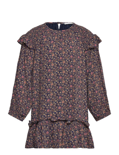 Mango Ruffled Printed Dress Navy 7 Mango Ruffled Printed Dress Navy 7