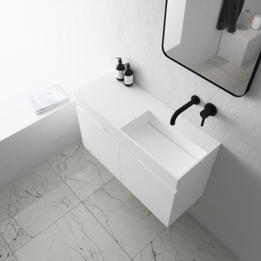 Compact Inside 090R Servantskap 90x35 Matt Hvit SolidTec®