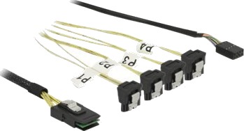 Delock Sata/Sas Kabel Mini Sas Sff 8087 Til Sata 8 Pins Intern Strømforsyning 50 Cm