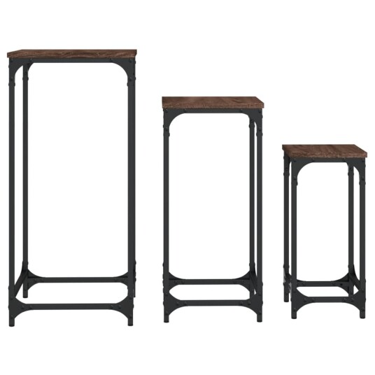 Stablebare sidebord 3 stk brun eik konstruert tre 8721012339934