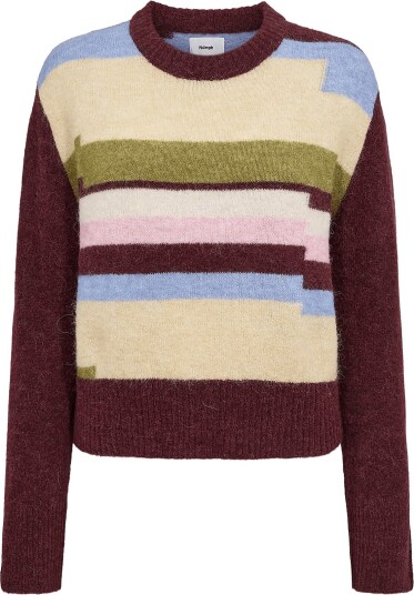 Nümph Nuriette Pixel Stripe Pullover Burgundy S Nümph Nuriette Pixel Stripe Pullover Burgundy S
