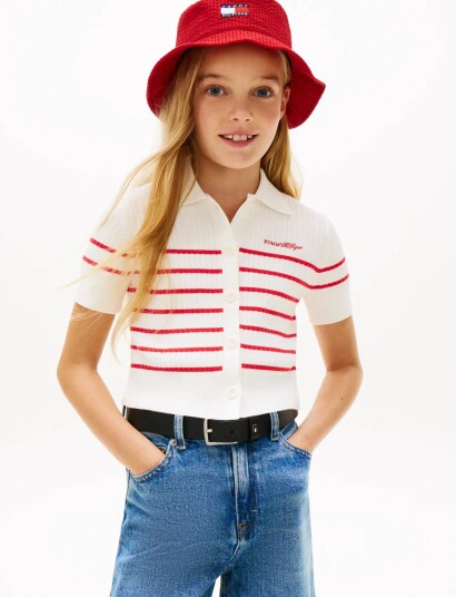Tommy Hilfiger Sweater Rib Polo Ss White 164
