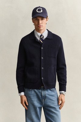 Gant Milano Knit Cotton Cardigan Navy S Gant Milano Knit Cotton Cardigan Navy S
