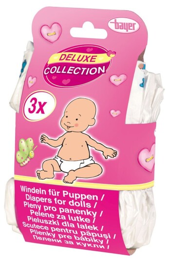 Bleiepakke til dukke 3 pk