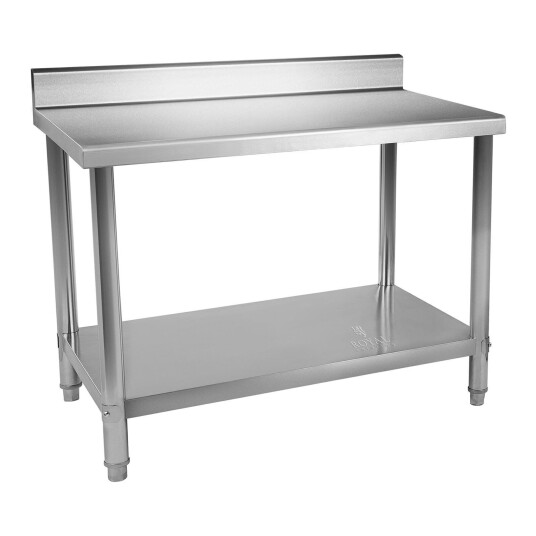 Royal Catering Arbeidsbenk i rustfritt stål - 120 x 60 cm - 110 kg - Beskyttelseskant 10011088 Royal Catering Arbeidsbenk i rustfritt stål - 120 x 60 cm - 110 kg - Beskyttelseskant 10011088