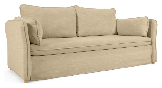 Kave Home Tanit Sovesofa, B210, Beige lin/bein i bøk 1622788-01-0 1683142-03-0