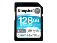 Kingston Canvas Go! Plus - Flashminnekort - 128 GB - Video Class V30 / UHS-I U3 / Class10 - SDXC UHS-I