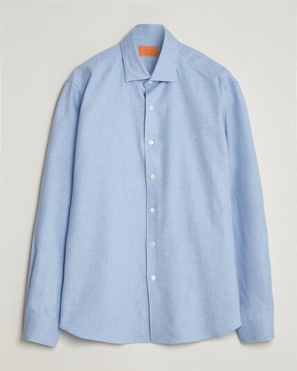 Grigio Washed Flannel Shirt Light Blue