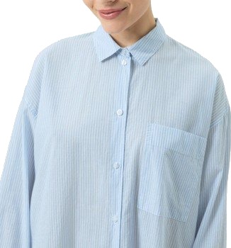 Mey Cotton Stripes Long Sleeve Nightshirt Hvit/Lysblå bomull Medium Dame