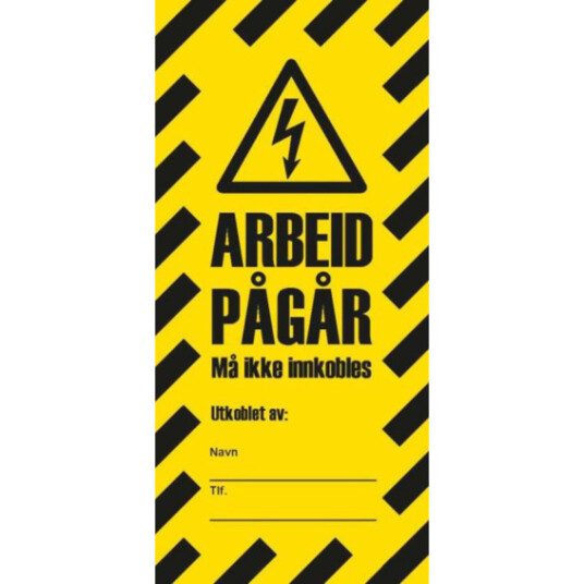 Gylling Teknikk Lockout Tag Arbeid Pågår Gul/Sort