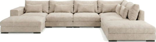 Dubai stor U sofa modul med divan venstre ekstra dyp i Chenille Beige Dubai stor U sofa modul med divan venstre ekstra dyp i Chenille Beige