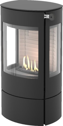 Caro 90 svart frittstående biopeis med sideglass og ståldør