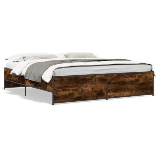 Sengeramme røkt eik 200x200 cm konstruert tre og metall 8721102610592