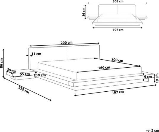 Dobbeltseng Zen med lamellramme Brun hvit 160x200 cm Brun hvit 160x200 cm