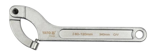 Yato Yt-01678, Hakenøkkel, Kromfarget, Kromvanadiumstål, Skralle, 80,90,100,115,120 Mm, 340 Mm Yato Yt-01678, Hakenøkkel, Kromfarget, Kromvanadiumstål, Skralle, 80,90,100,115,120 Mm, 340 Mm