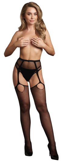 Pantie with Attached Stockings Black