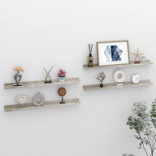 vidaXL Vegghyller 4 stk betonggr? 80x9x3 cm